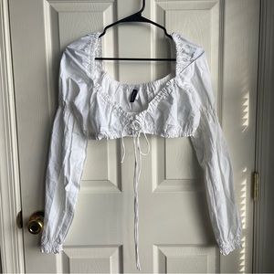 H&M Divided Long Sleeve Tie Front Crop Top